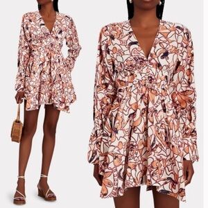 Alc Salina 100% Linen Mini Dress Abstract Floral Print Size‎ 2